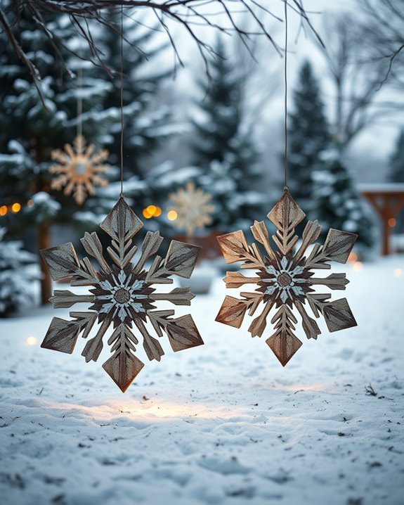 recycled pallet snowflake decorations