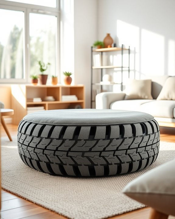 recycled tire ottoman creativity
