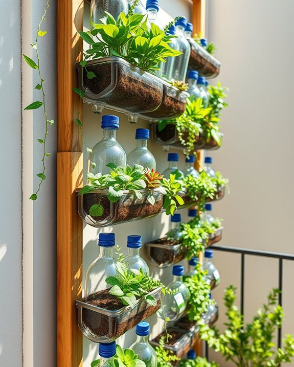 recycled vertical bottle gardens