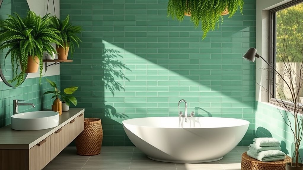 refreshing green bathroom designs