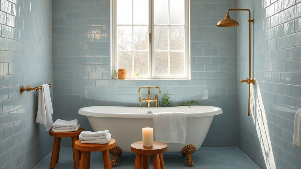 relaxing dusty blue bathrooms