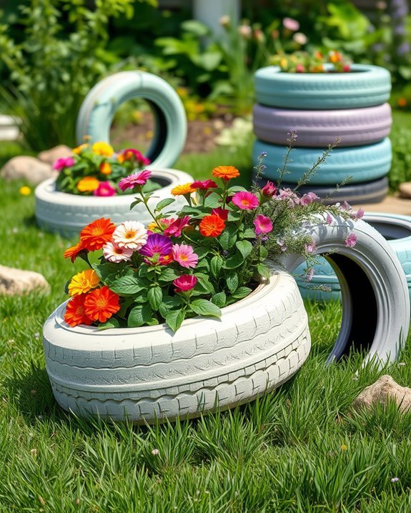 repurpose tires into planters
