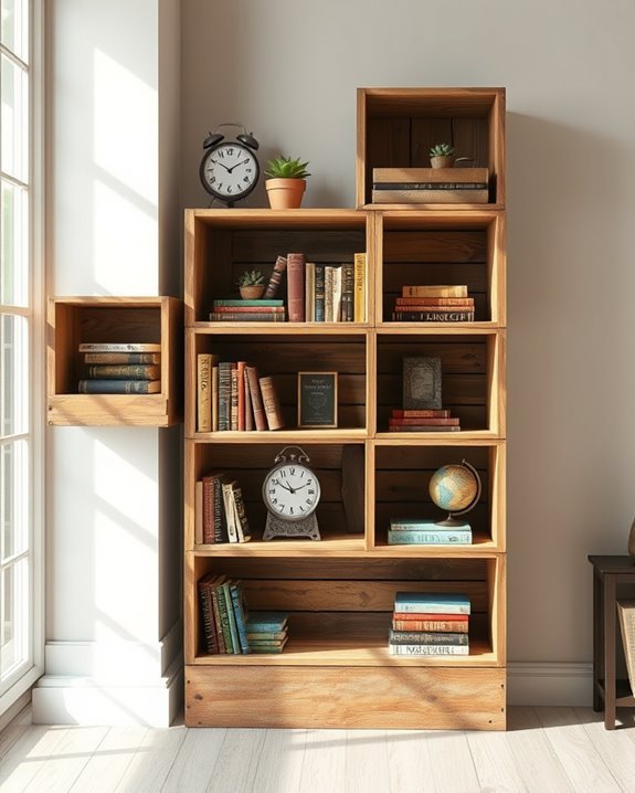repurposed crate bookshelf project