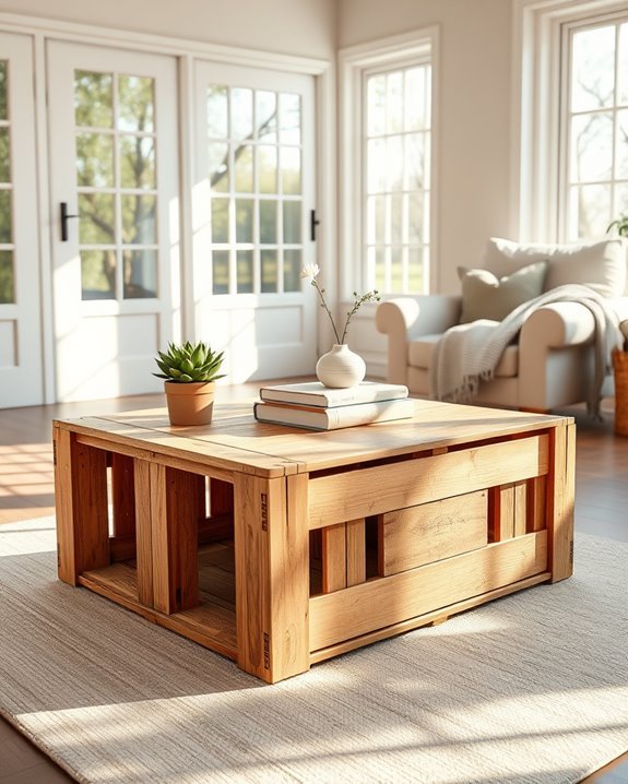 repurposed crate coffee table