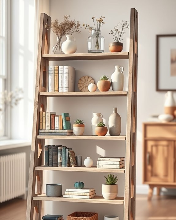 repurposed furniture as shelves