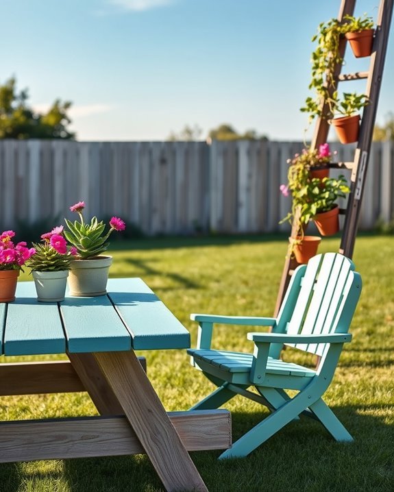 repurposed furniture outdoor decor