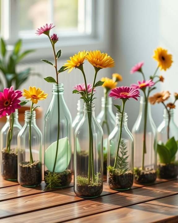 repurposed plastic bottle vases