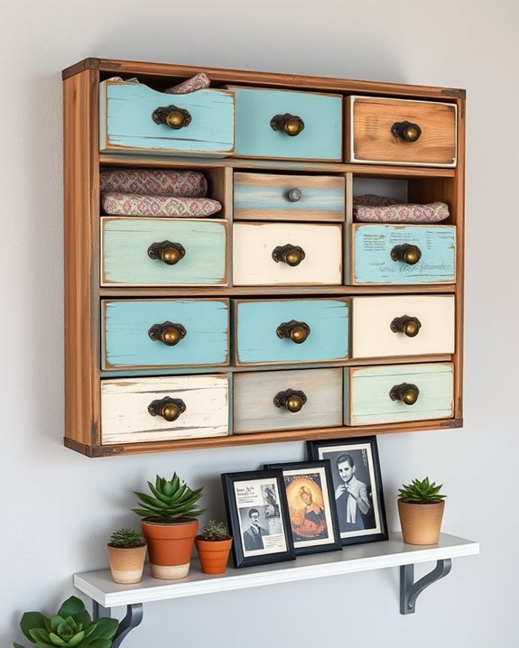 repurposed vintage drawer shelf