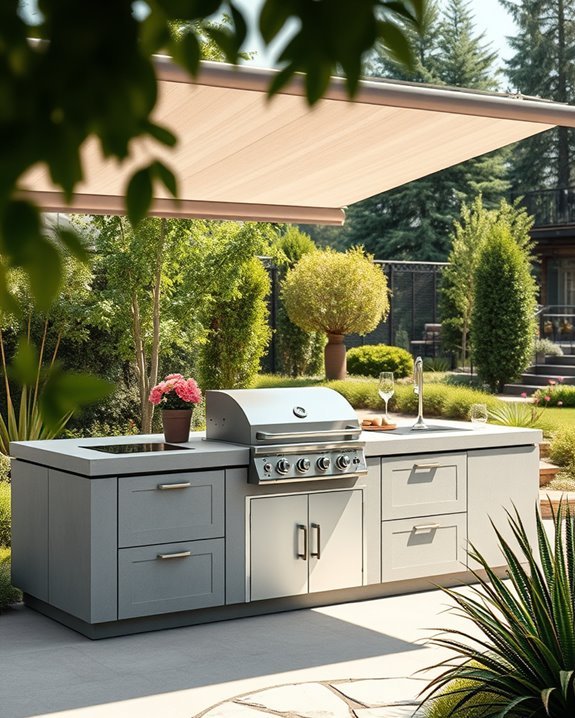 retractable awning outdoor kitchen