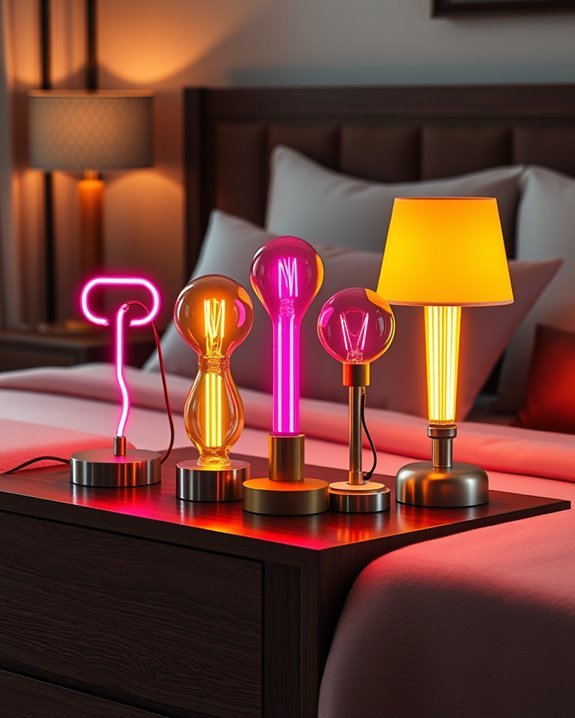 retro neon bedside lamps