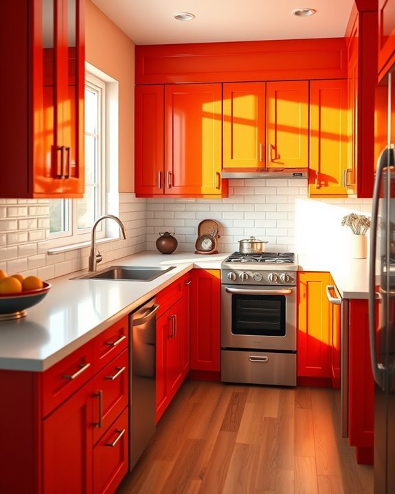 retro vibrant kitchen cabinets