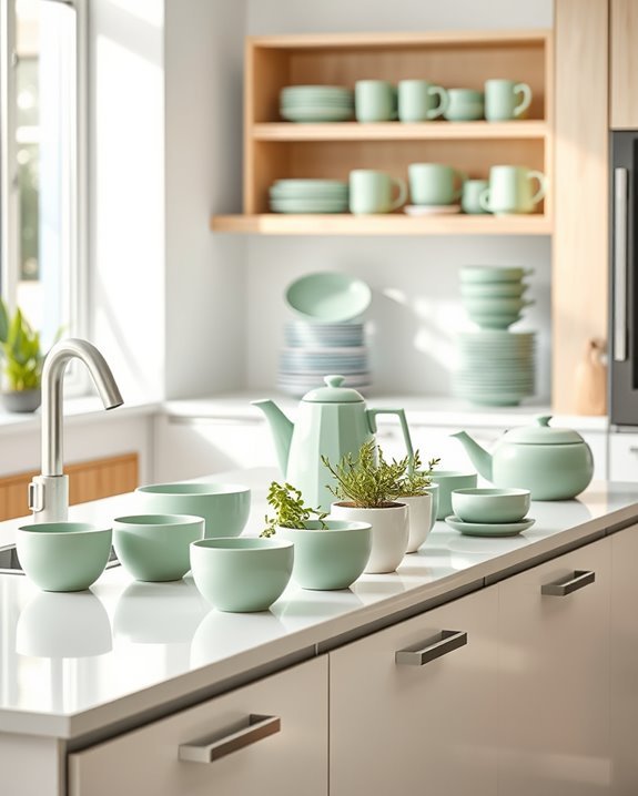 revitalizing pastel green kitchenware