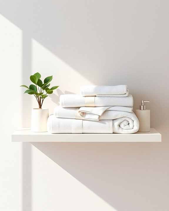 rolled towels on display