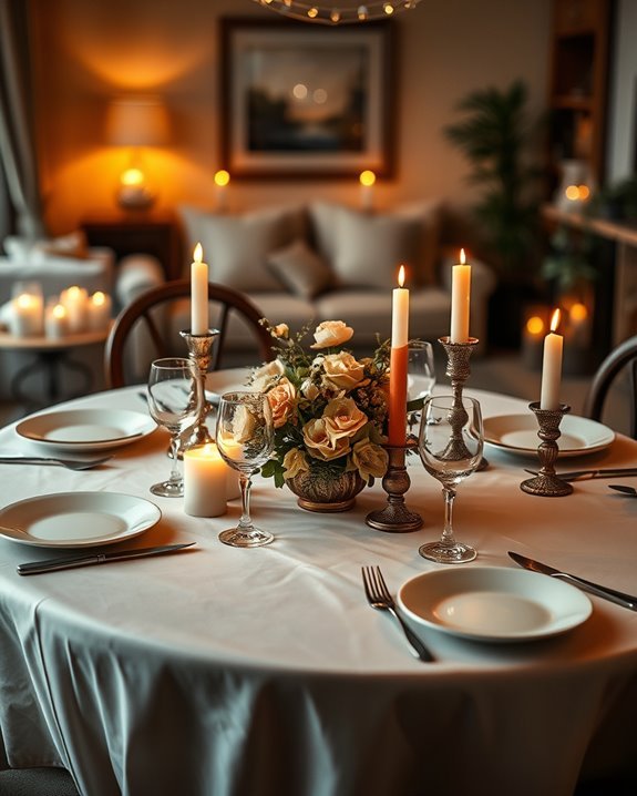 romantic candlelit dinner setup