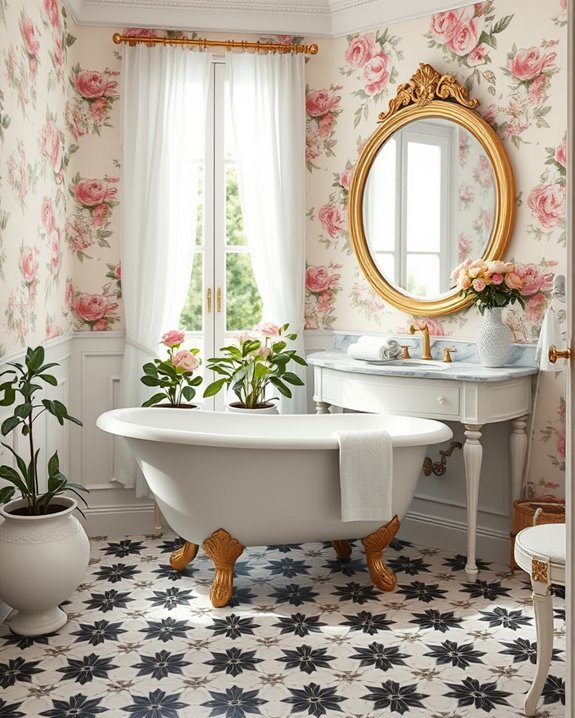 romantic floral bathroom decor