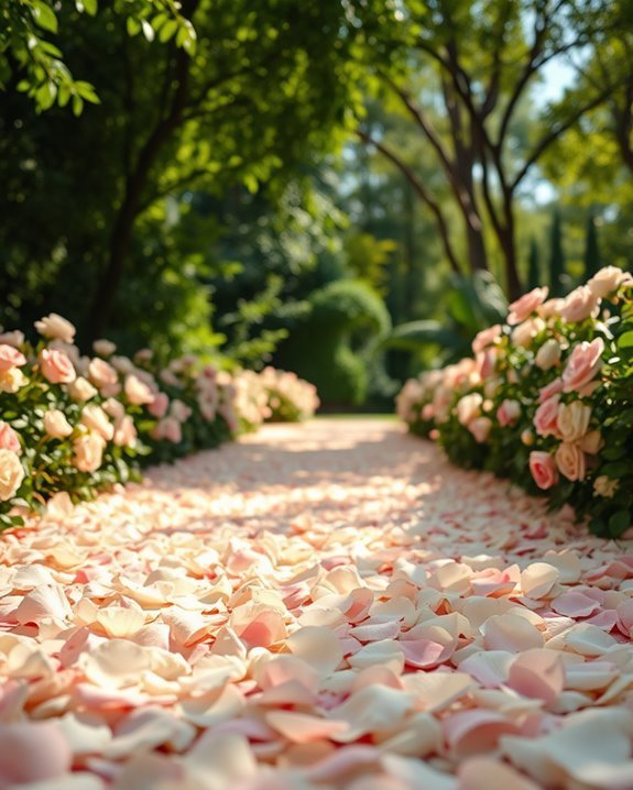romantic rose petal pathway