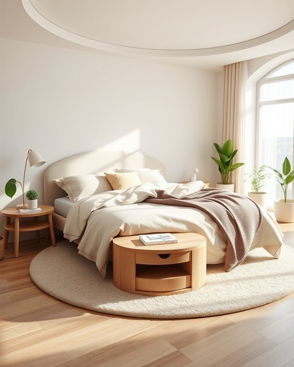 round nightstand enhances functionality