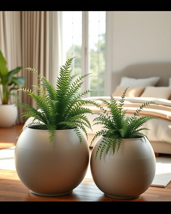 rounded planters enhance tranquility