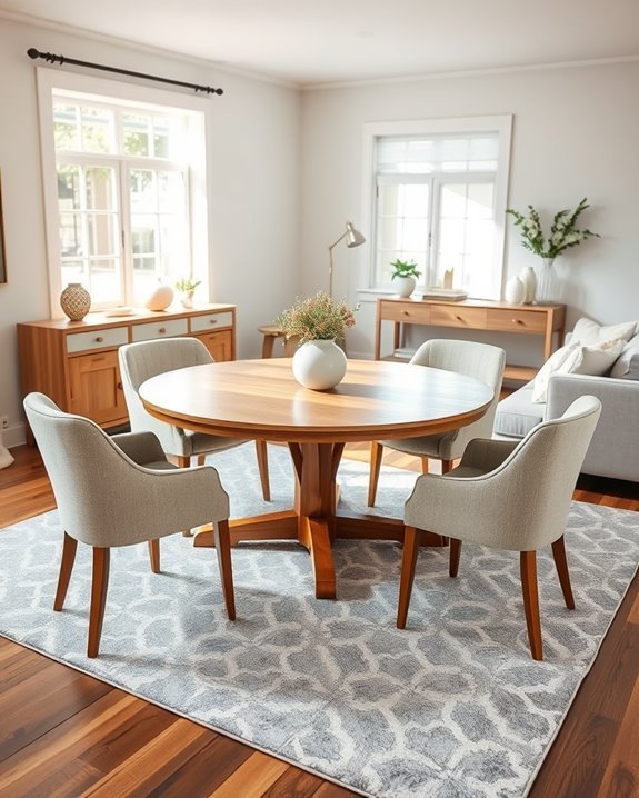 rug size enhances dining