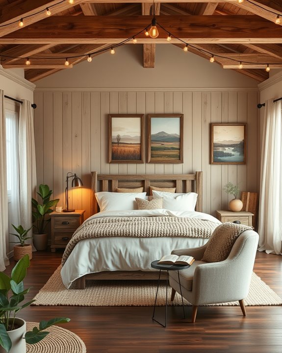 rustic artwork enhances warmth