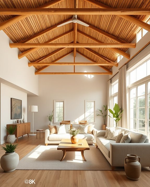 rustic bamboo ceiling beams