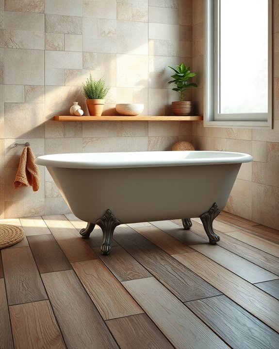 rustic bathroom warmth created