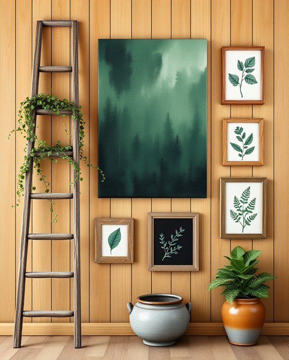 rustic black and green decor