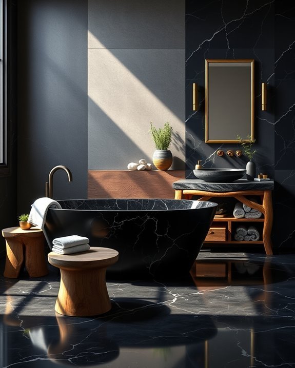 rustic black marble elegance