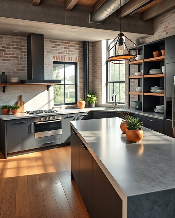 rustic concrete kitchen accents