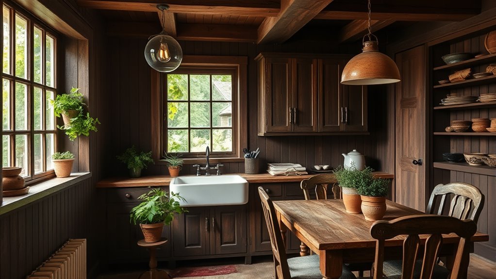 rustic dark cottage kitchens