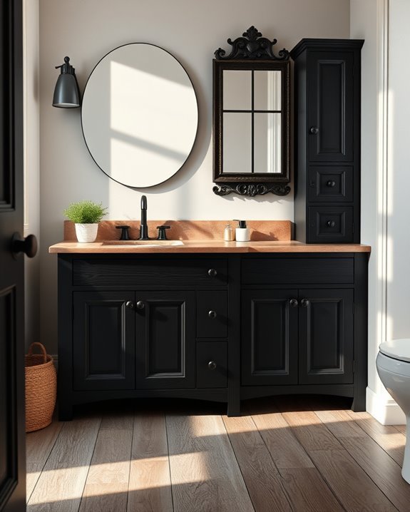 rustic elegance with black cabinets