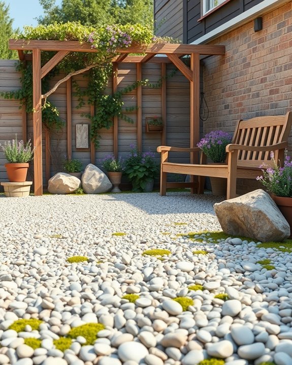 rustic gravel patio decor
