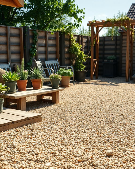 rustic gravel patio design