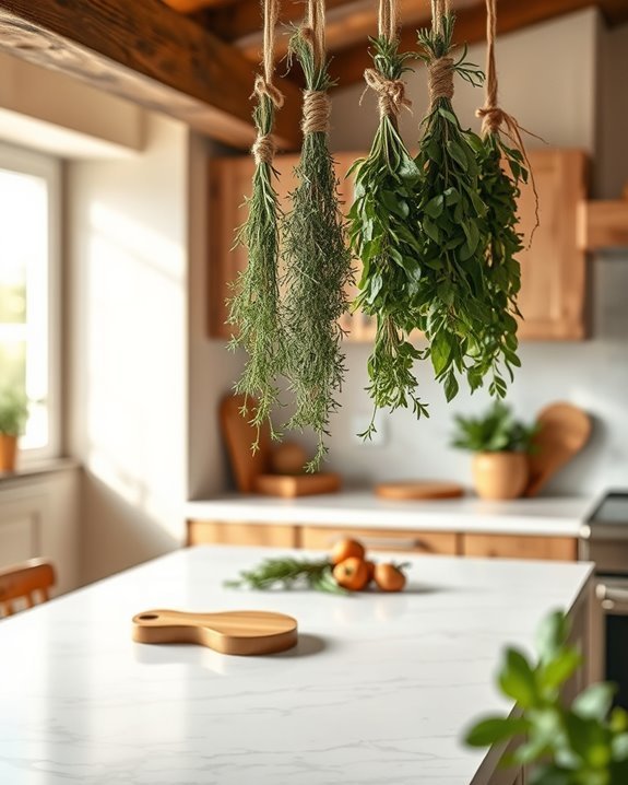 rustic herb drying display