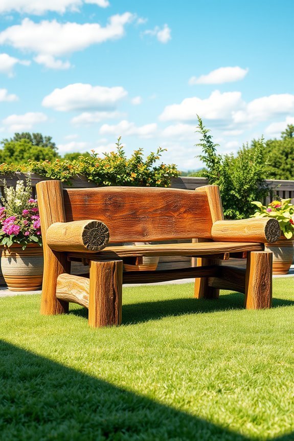 rustic log bench relaxation
