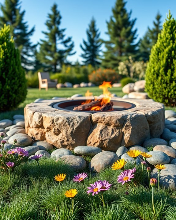 rustic natural rock fire pit