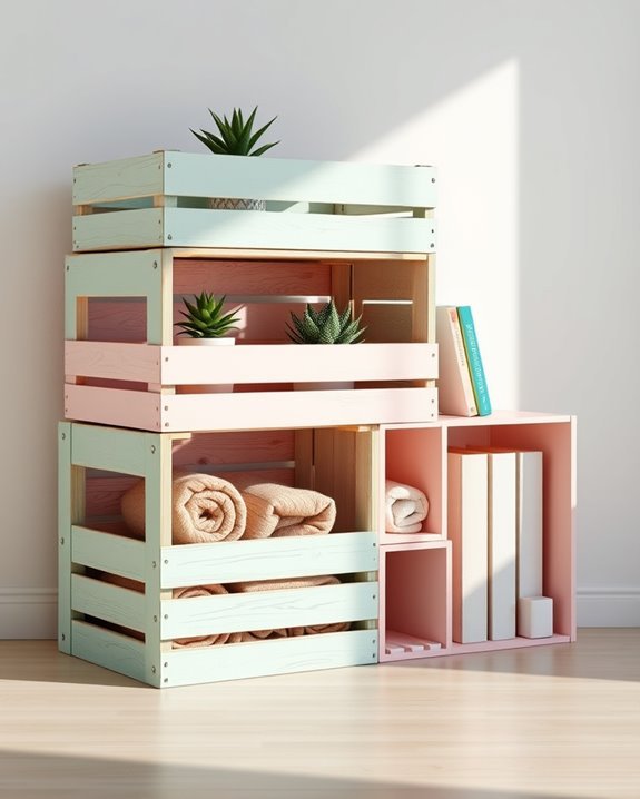 rustic painted crate organizer