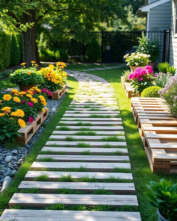rustic pallet garden path