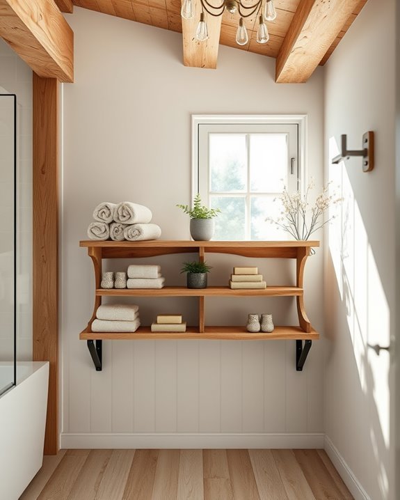 rustic reclaimed wood shelving