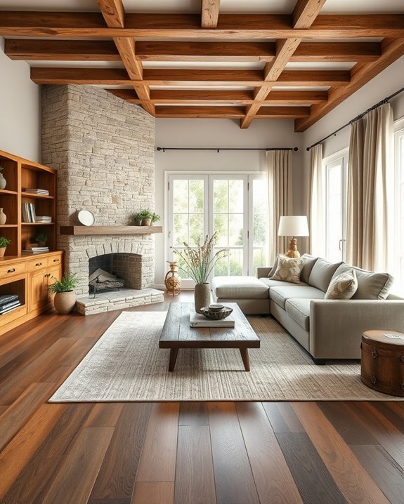 rustic stone living room charm