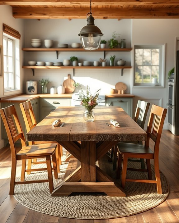 rustic table enhances gatherings