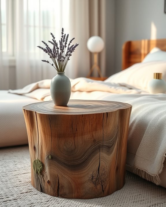 rustic tree stump table