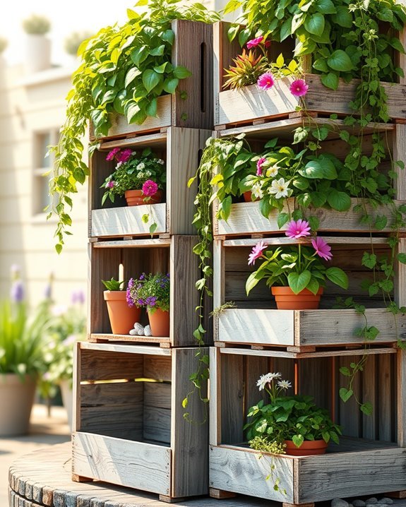 rustic vertical garden planters