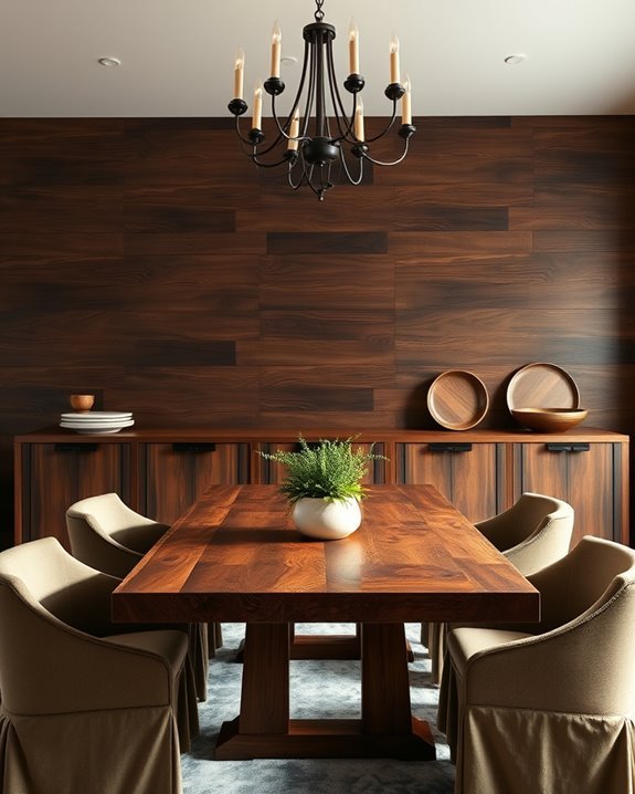 rustic walnut dining ambiance