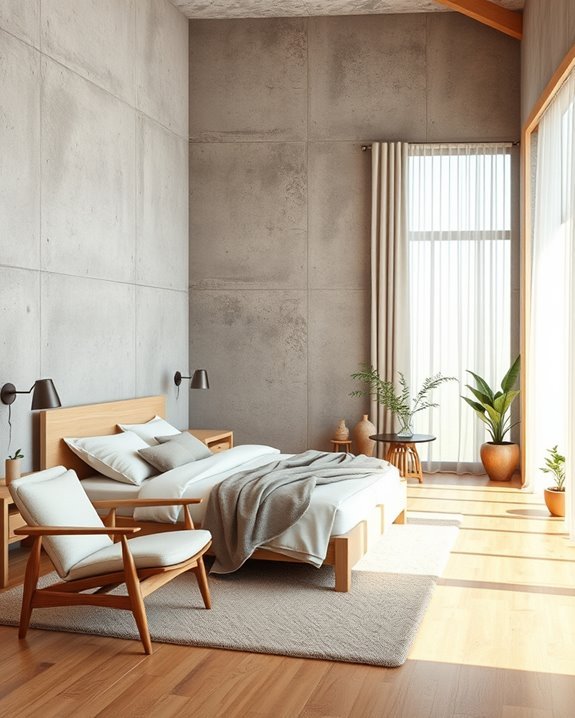 rustic warmth meets sleek concrete