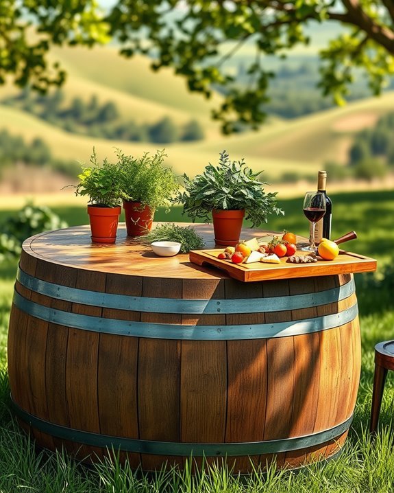 rustic wine barrel table