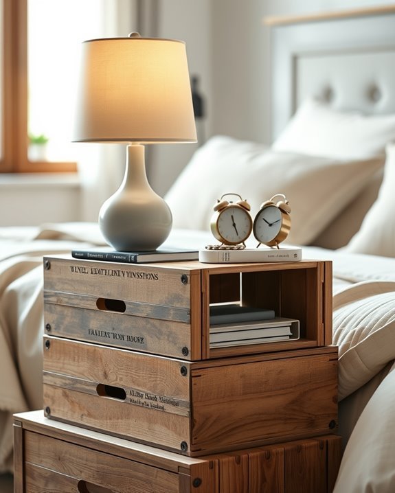 rustic wine crate nightstand