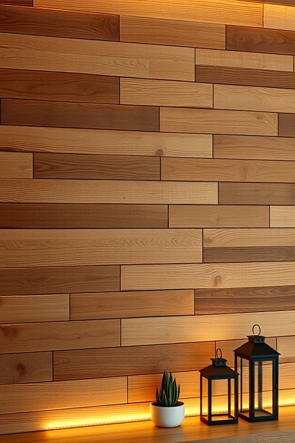rustic wood wall illumination