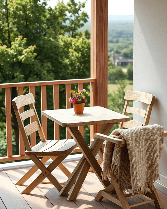 rustic wooden balcony retreat