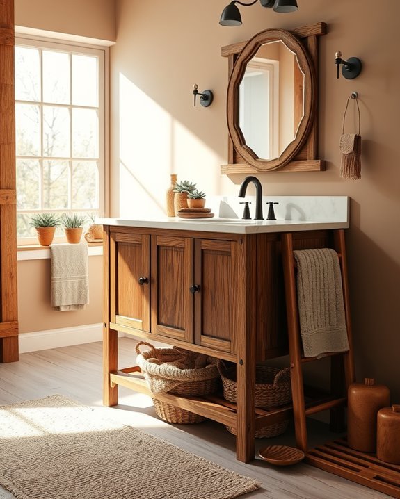 rustic wooden bathroom decor